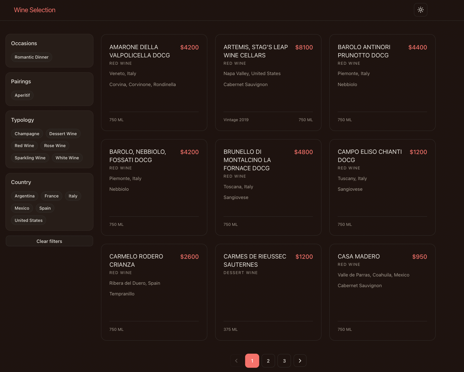 Digital Wine Menu